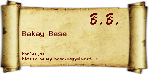 Bakay Bese névjegykártya
